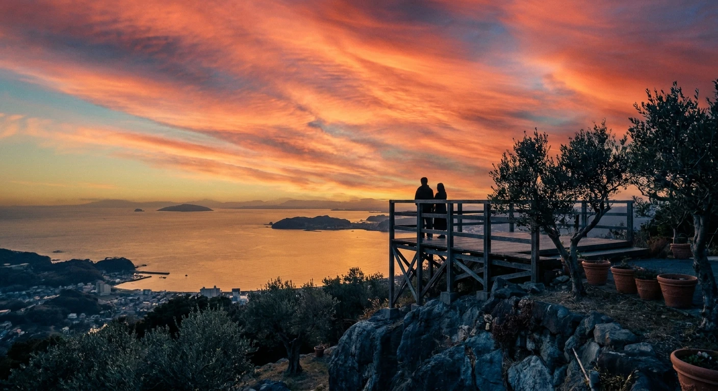 相模湾の夕焼け — 熱海の崖上から
