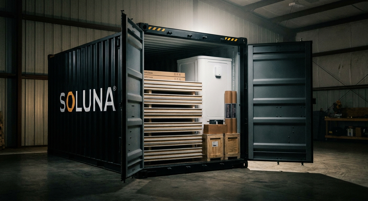 SOLUNA BOX — コンテナ1本に全部入っている