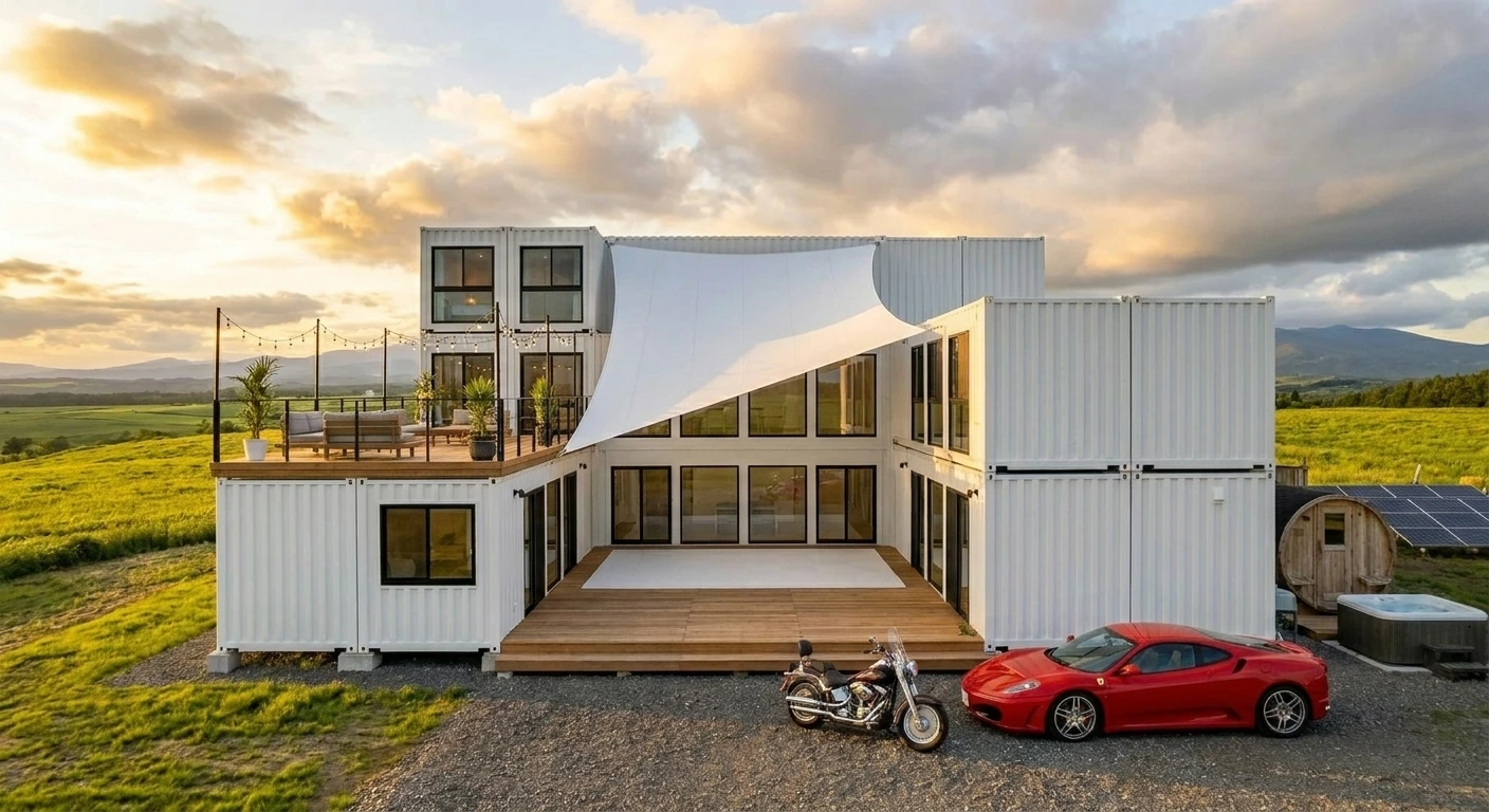 夏の熊牛 — 緑の草原とスバル アウトバック