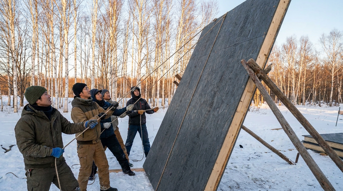 SIPs壁パネルを仲間と起こす — Work Party