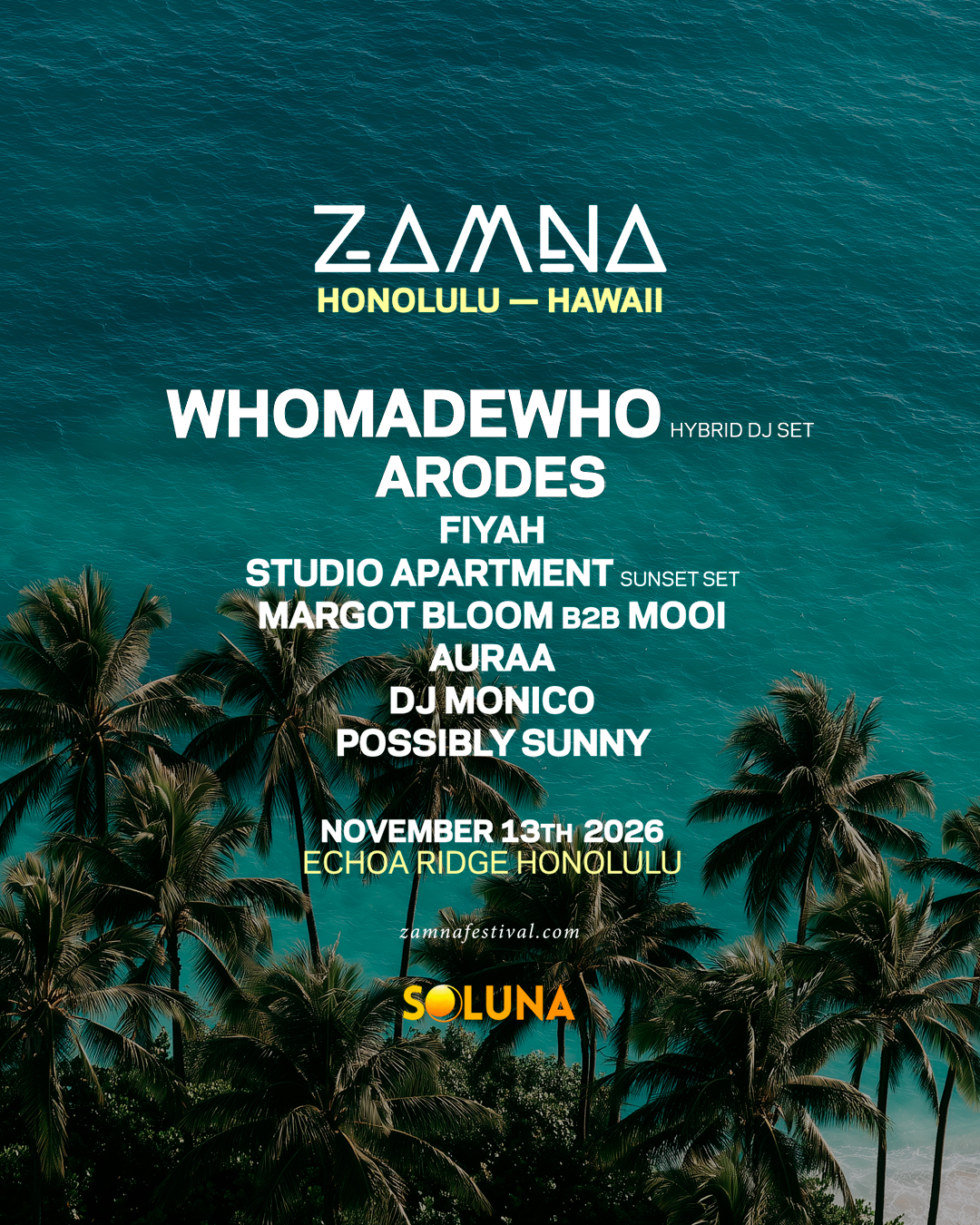 ZAMNA Hawaii公式イベントビジュアル（会場の実景は未確認）